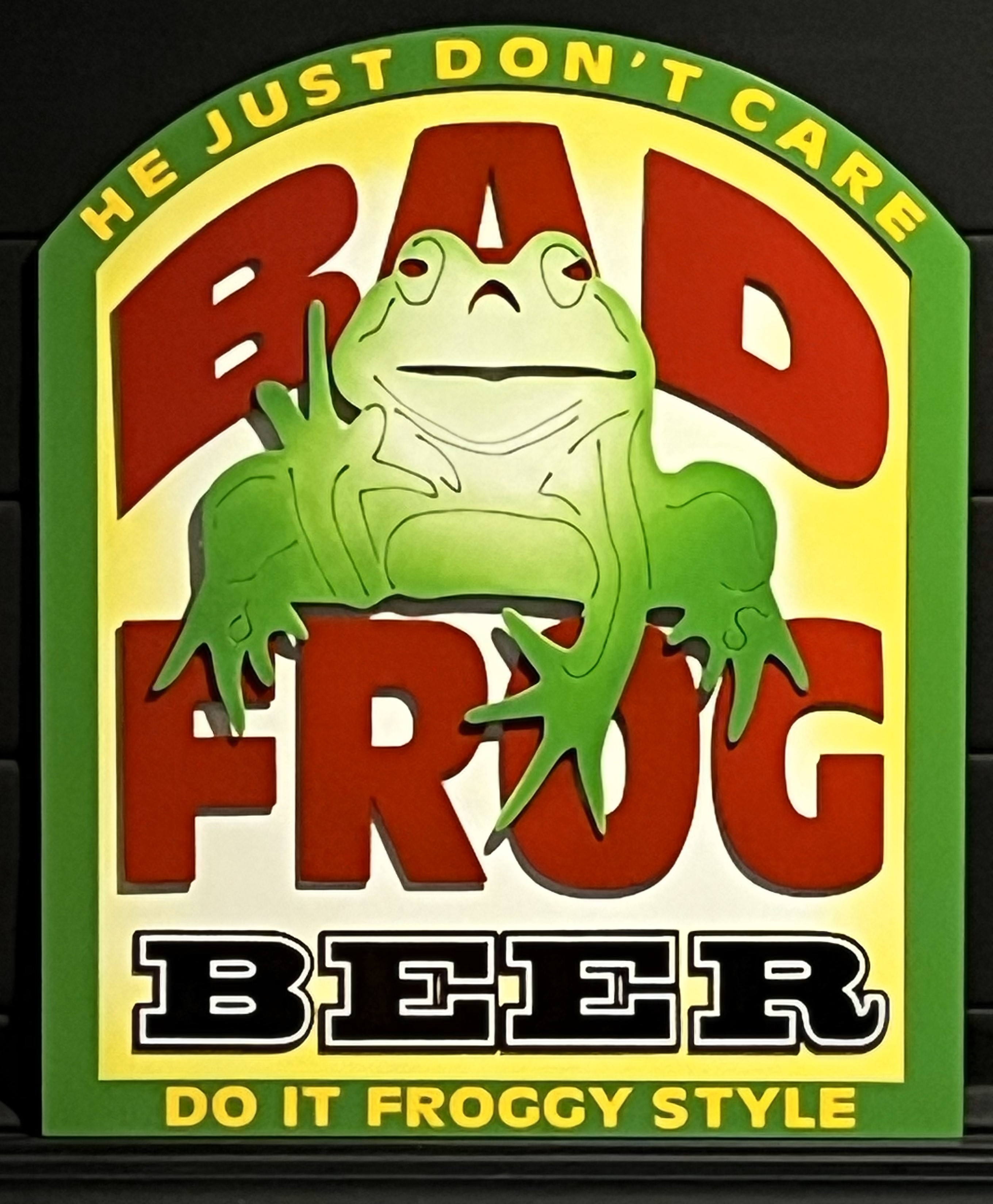 Bad Frog Beer Custom Metal Art Sign